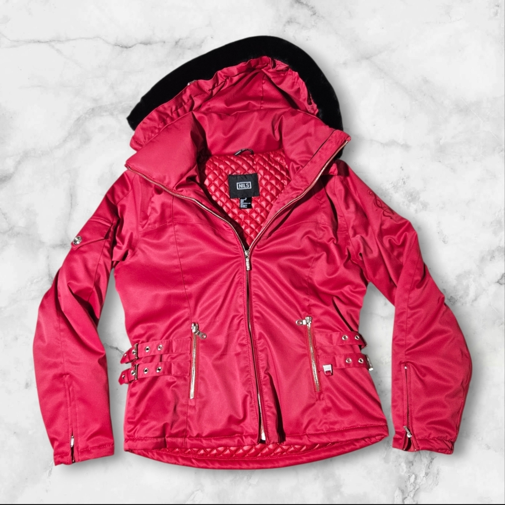 Nils Ski Jacket Insulated Quilted Lining Full Zip Hooded Winter Coat Size 10 (M)